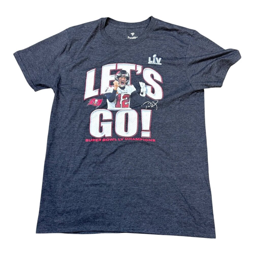 Super Bowl LV Champions Fanatics T-Shirt Tom Brady Tampa Bay Buccaneers Tee L